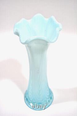 Northwood Swung Glass Vase Turquoise Opalescent Jewels Drapery c. 1906 RARE