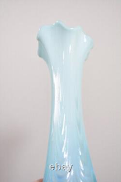 Northwood Swung Glass Vase Turquoise Opalescent Jewels Drapery c. 1906 RARE