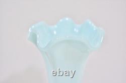 Northwood Swung Glass Vase Turquoise Opalescent Jewels Drapery c. 1906 RARE