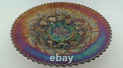 Northwood Three Fruits Basket Weave Exterior Amethyst Electric Iridescent Plate