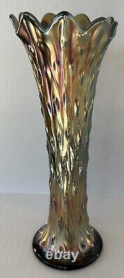 Northwood Tree Trunk Carnival Glass Swung Vase 11 Amethyst Purple Standard Size