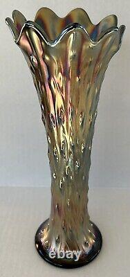 Northwood Tree Trunk Carnival Glass Swung Vase 11 Amethyst Purple Standard Size