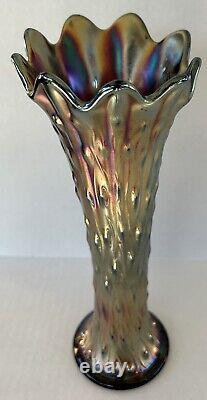 Northwood Tree Trunk Carnival Glass Swung Vase 11 Amethyst Purple Standard Size