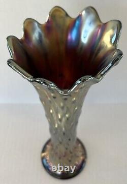 Northwood Tree Trunk Carnival Glass Swung Vase 11 Amethyst Purple Standard Size