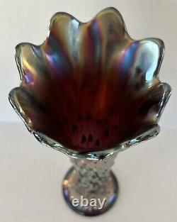 Northwood Tree Trunk Carnival Glass Swung Vase 11 Amethyst Purple Standard Size