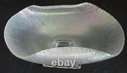 Northwood USA Stretch Glass White /Pearl Iridescent Folded Bowl / Bread Holder