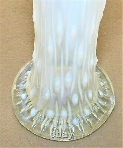 Northwood White Opalescent Carnival Glass Vase 11 Tall