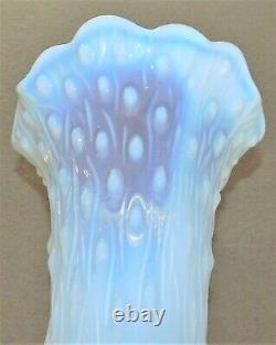 Northwood White Opalescent Carnival Glass Vase 11 Tall