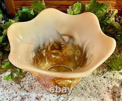 ONLY 100 FentonPEACH OPALESCENT CARNIVAL ATLANTIS KOI FISH VASEMLT GLASS EXC