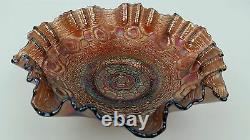 Old Fenton Captive Rose In Amethyst Iridescent 3 In 1 Crimped Ruffled Edge Bowl