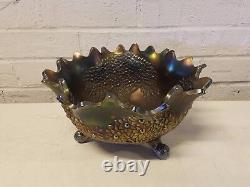 Old Vintage Antique Orange Tree Carnival Glass 10 Iridescent Fruit Bowl