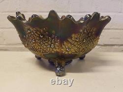 Old Vintage Antique Orange Tree Carnival Glass 10 Iridescent Fruit Bowl