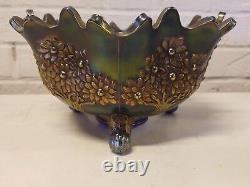 Old Vintage Antique Orange Tree Carnival Glass 10 Iridescent Fruit Bowl