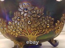 Old Vintage Antique Orange Tree Carnival Glass 10 Iridescent Fruit Bowl