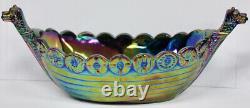 Original Fenton Glass Carnival Iridescent Viking Boat Bowl