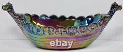 Original Fenton Glass Carnival Iridescent Viking Boat Bowl