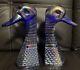 Pair Vintage Imperial Blue Carnival Glass Duck Head Bookends 10 Tall