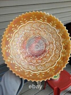 Peach Opalescent Dugan Carnival Glass Large Persian Garden Bowl