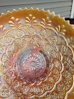 Peach Opalescent Dugan Carnival Glass Large Persian Garden Bowl