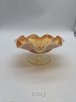 Peach Opalescent Dugan Carnival Glass Pattern Bowls- lot of 4