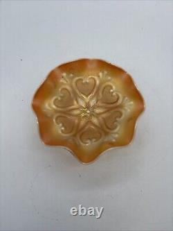 Peach Opalescent Dugan Carnival Glass Pattern Bowls- lot of 4