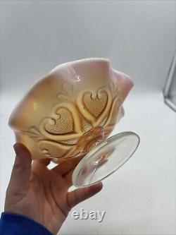 Peach Opalescent Dugan Carnival Glass Pattern Bowls- lot of 4