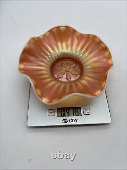 Peach Opalescent Dugan Carnival Glass Pattern Bowls- lot of 4