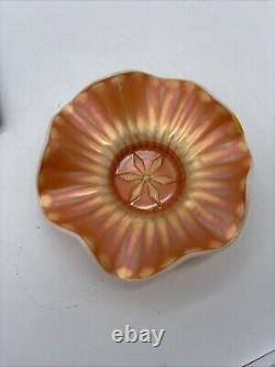 Peach Opalescent Dugan Carnival Glass Pattern Bowls- lot of 4