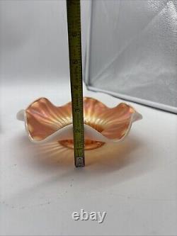 Peach Opalescent Dugan Carnival Glass Pattern Bowls- lot of 4