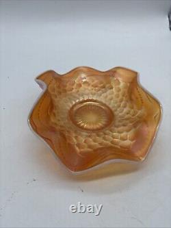 Peach Opalescent Dugan Carnival Glass Pattern Bowls- lot of 4