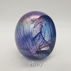 Philabaum Studios Iridescent Art Carnival Glass Egg Reptillian Paperweight 1996