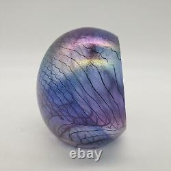 Philabaum Studios Iridescent Art Carnival Glass Egg Reptillian Paperweight 1996