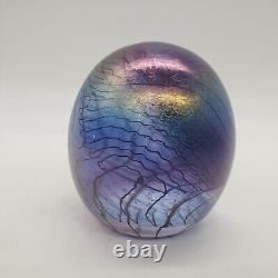 Philabaum Studios Iridescent Art Carnival Glass Egg Reptillian Paperweight 1996