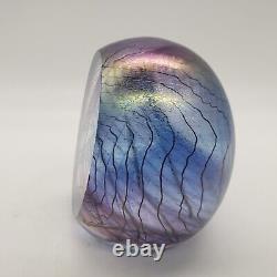 Philabaum Studios Iridescent Art Carnival Glass Egg Reptillian Paperweight 1996