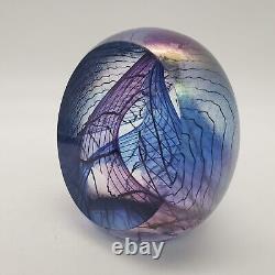 Philabaum Studios Iridescent Art Carnival Glass Egg Reptillian Paperweight 1996