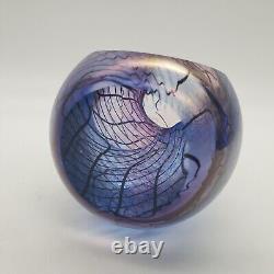 Philabaum Studios Iridescent Art Carnival Glass Egg Reptillian Paperweight 1996