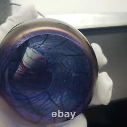 Philabaum Studios Iridescent Art Carnival Glass Egg Reptillian Paperweight 1996