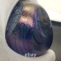 Philabaum Studios Iridescent Art Carnival Glass Egg Reptillian Paperweight 1996