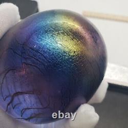 Philabaum Studios Iridescent Art Carnival Glass Egg Reptillian Paperweight 1996