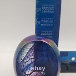 Philabaum Studios Iridescent Art Carnival Glass Egg Reptillian Paperweight 1996