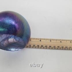 Philabaum Studios Iridescent Art Carnival Glass Egg Reptillian Paperweight 1996