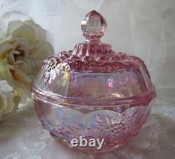 Pink Carnival Glass, VTG Fenton, Opalescent, Cottage Home, Provincial, Pink Decor, 5