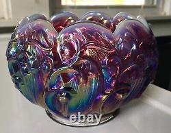 Plum Opalescent Fenton Lily of the Valley glass rosebowl