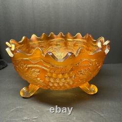 Pretty Marigold Fenton Carnival Glass Grape & Cable Fruit Bowl Persian Medallion