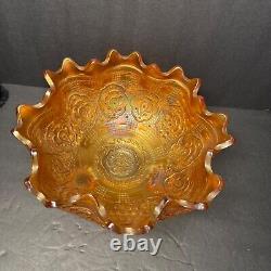 Pretty Marigold Fenton Carnival Glass Grape & Cable Fruit Bowl Persian Medallion