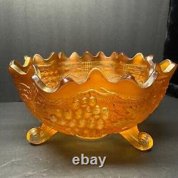 Pretty Marigold Fenton Carnival Glass Grape & Cable Fruit Bowl Persian Medallion