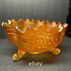 Pretty Marigold Fenton Carnival Glass Grape & Cable Fruit Bowl Persian Medallion