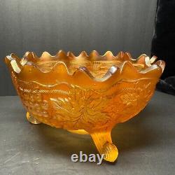 Pretty Marigold Fenton Carnival Glass Grape & Cable Fruit Bowl Persian Medallion