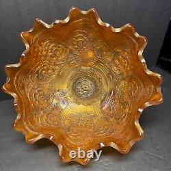 Pretty Marigold Fenton Carnival Glass Grape & Cable Fruit Bowl Persian Medallion