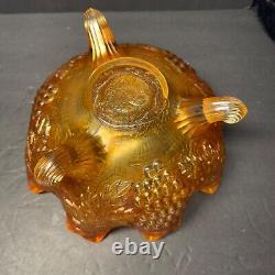 Pretty Marigold Fenton Carnival Glass Grape & Cable Fruit Bowl Persian Medallion